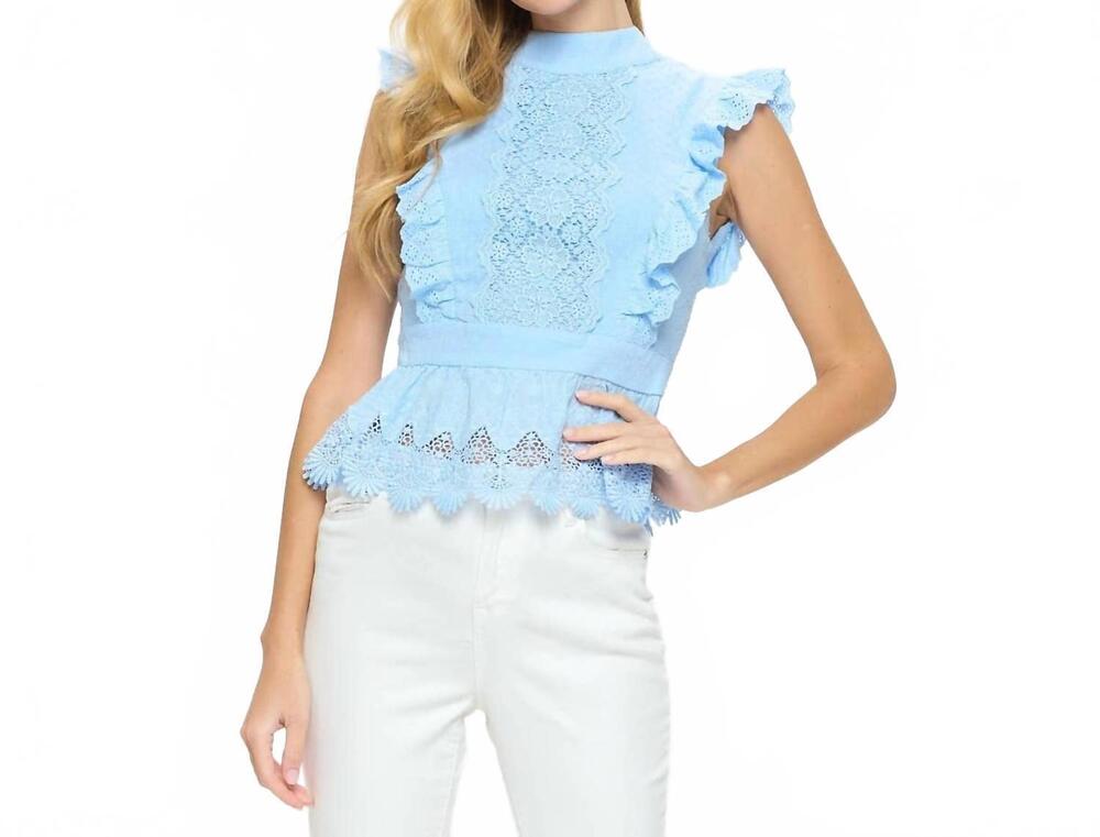 NEW ONE AND ONLY COLLECTIVE lace ruffled babydoll top in blue
